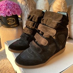 Isabel Marant faded black leather sneakers 9